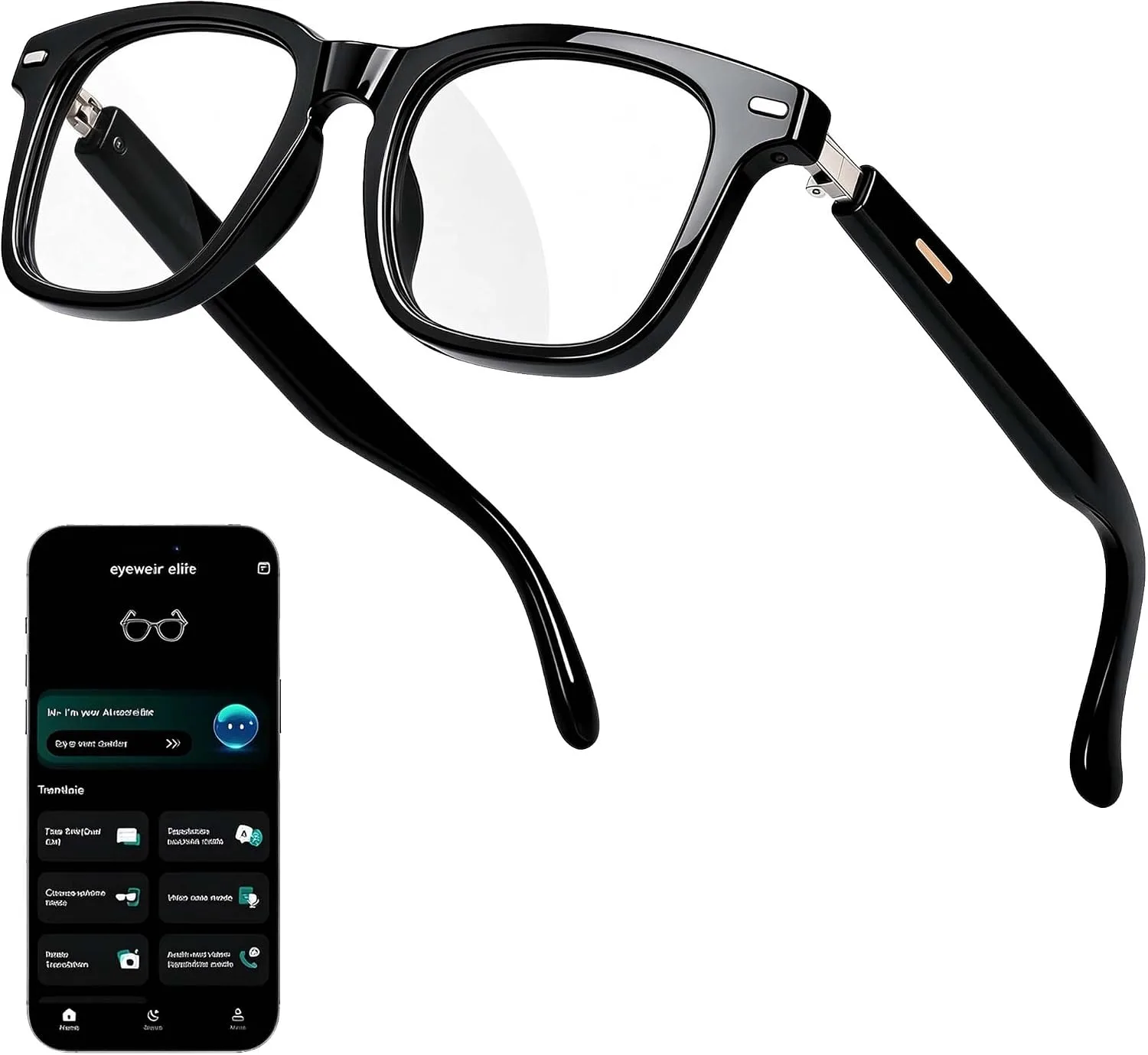 AI Smart Glasses with ChatGPT, Bluetooth Audio Glasses for Men & Women