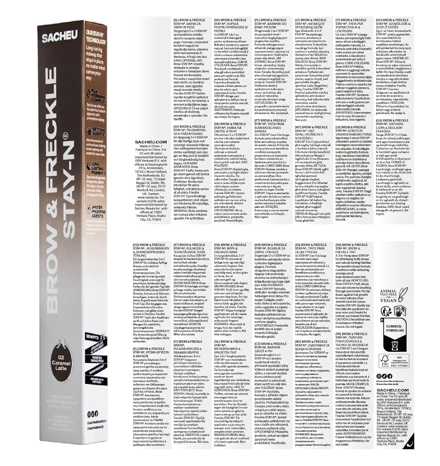 Sacheu Brow & Freckle STAY-N, 2-in-1 Brow Gel & Freckle Pen, Caramel Latte