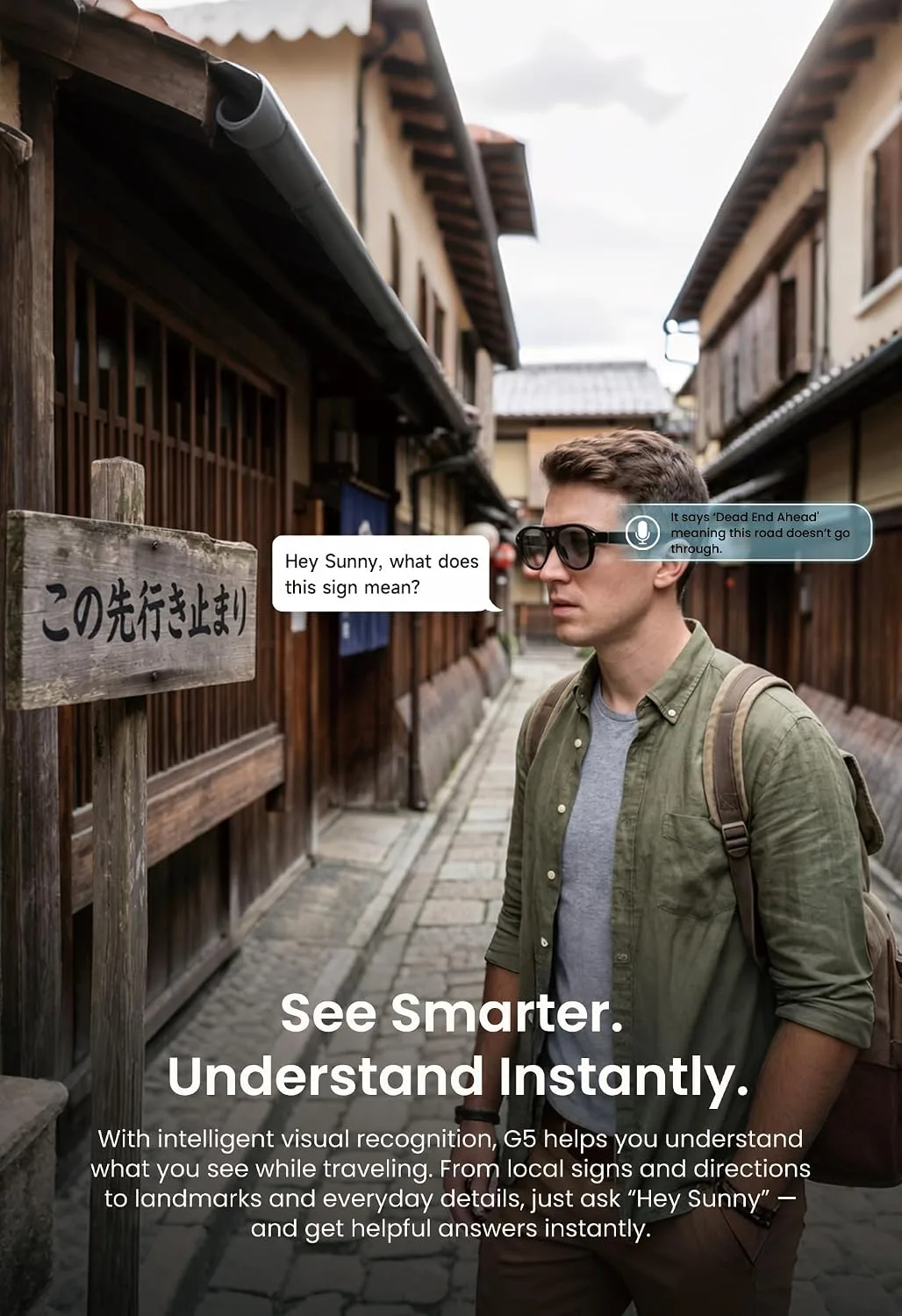 G5 AI Smart Glasses with Camera and Bluetooth, 13MP Video Recording Glasses