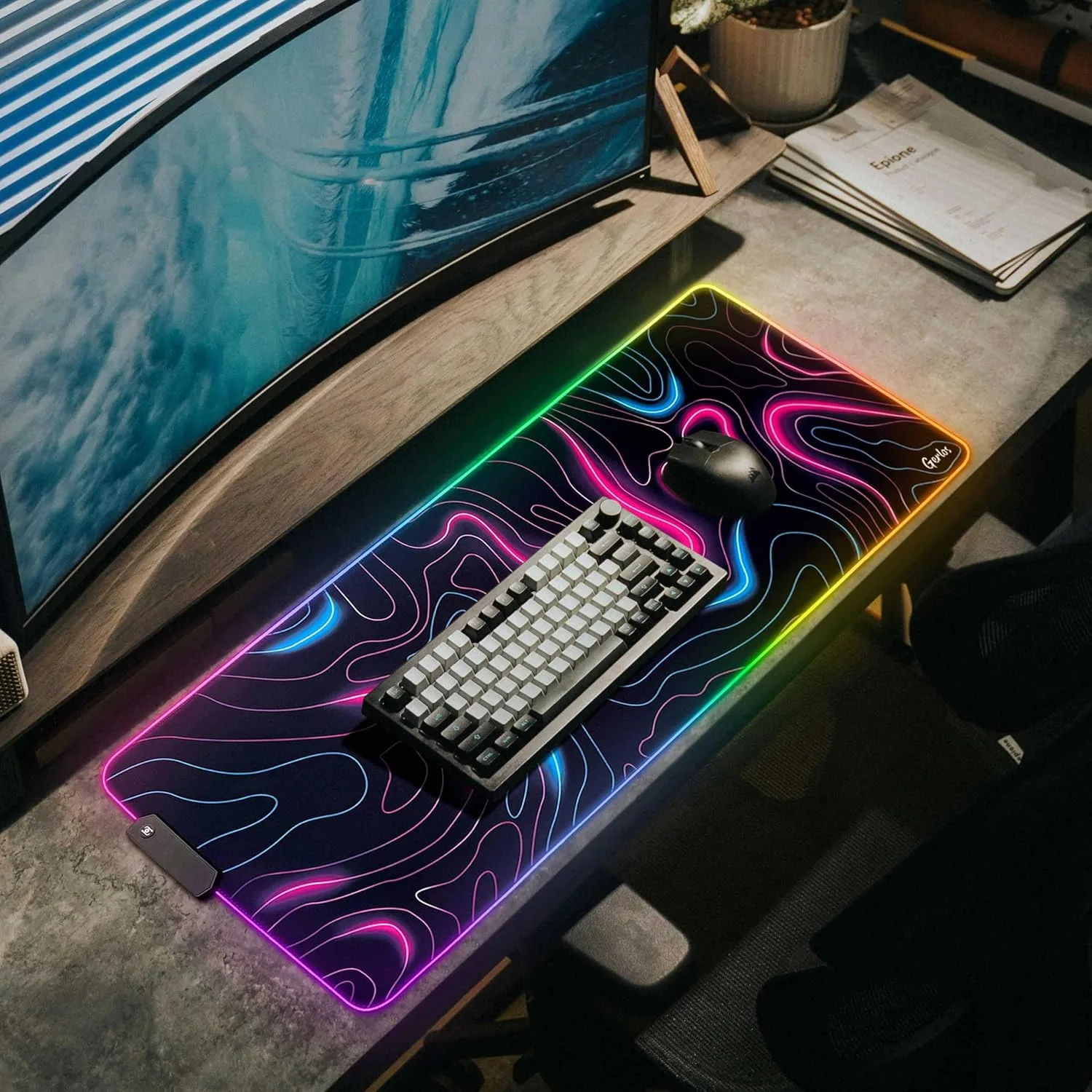 Gerlos RGB Gaming Mouse Pad, Large LED Mouse Pad for Gamer, 31.5" x 11.8"