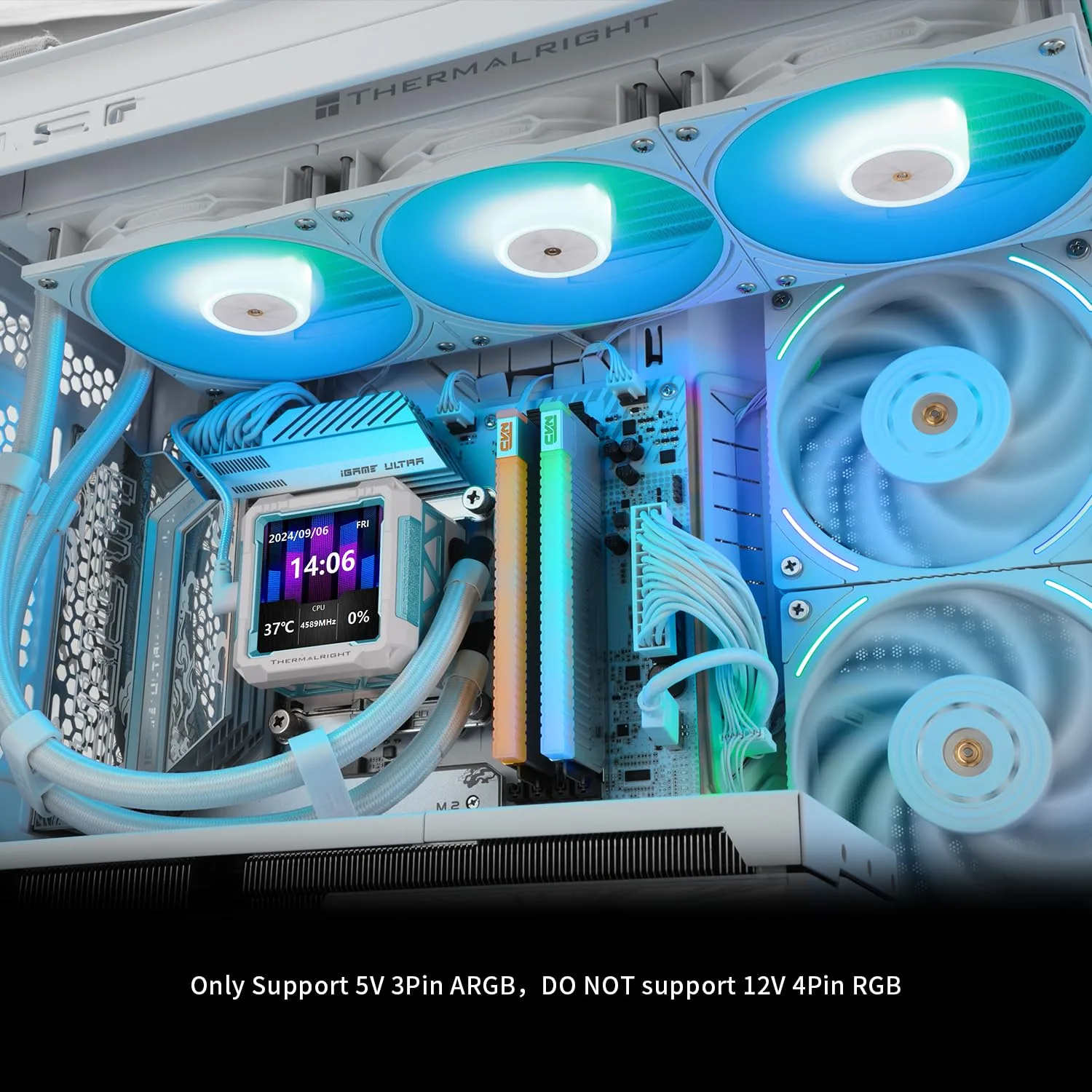 Thermalright FW PRO 360 ARGB White CPU AIO Cooler,IPS LCD Screen with 320 * 320 Resolution,for AM5&Intel 1700/1851,High-Performance 360 Specs Water-Cooled with 2.73in Removable Display