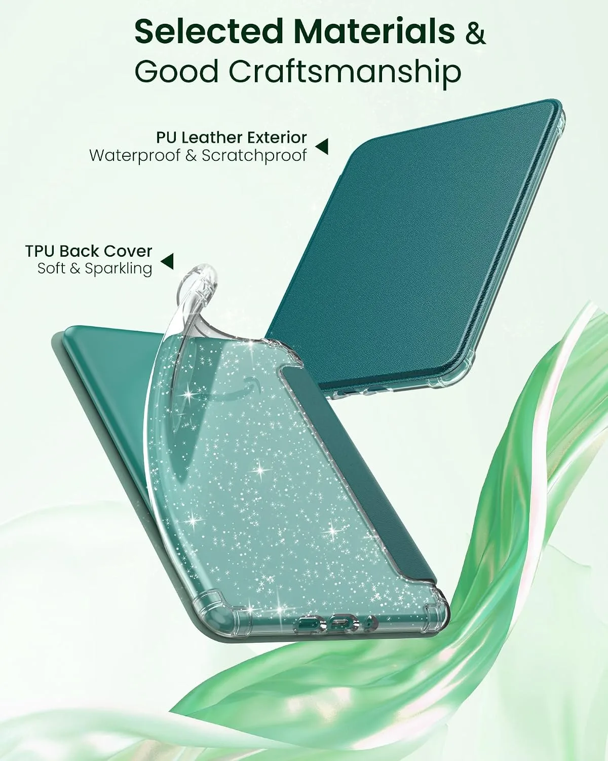 MoKo Case for 7" Kindle Paperwhite 12th Gen & Colorsoft 2024, Jade Green
