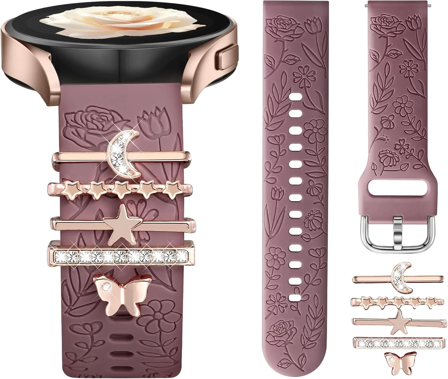 DaQin Flower Engraved Band Compatible with Samsung Galaxy Watch 7 Bands