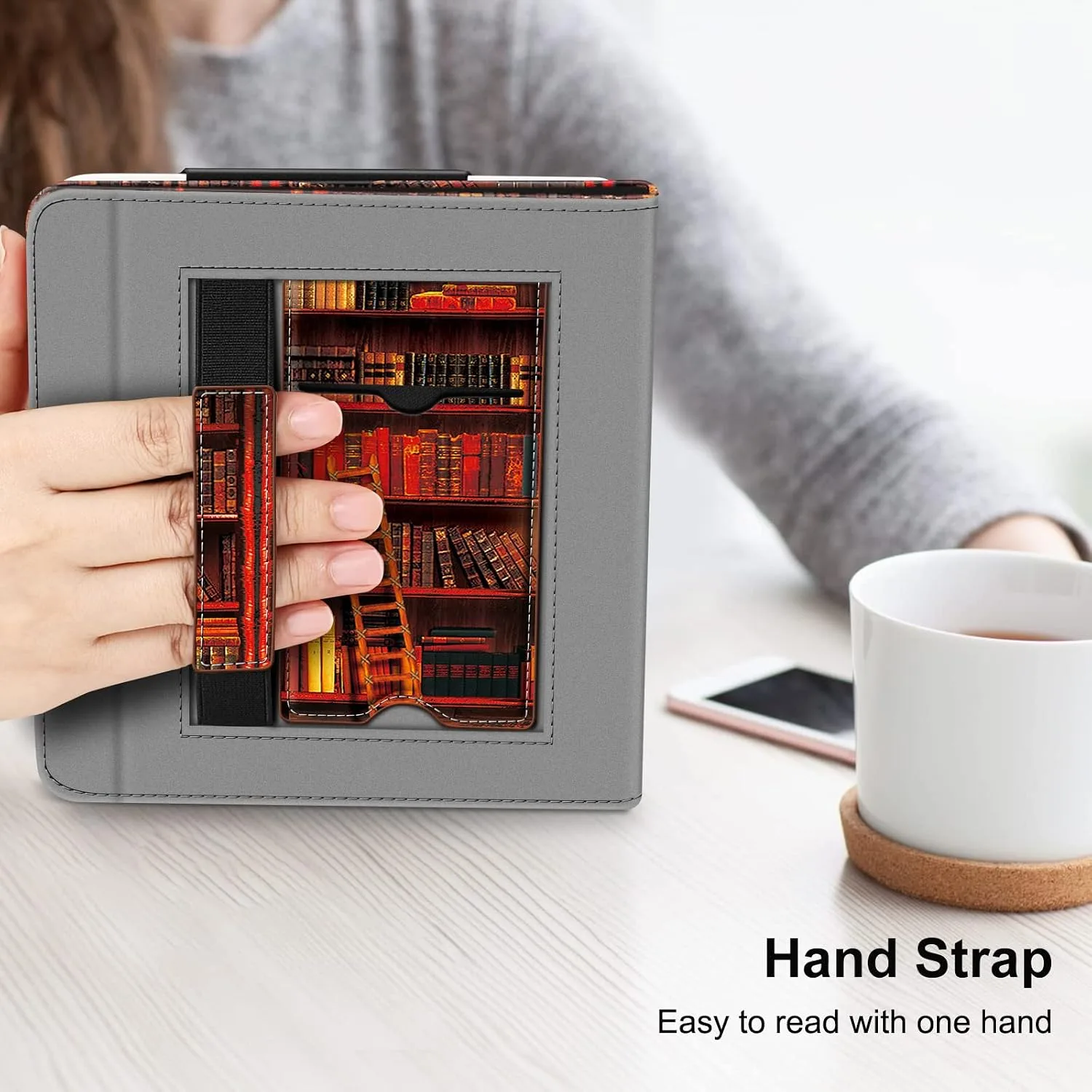 Fintie Stand Case for 7" Kobo Libra Colour/Kobo Libra 2, Library