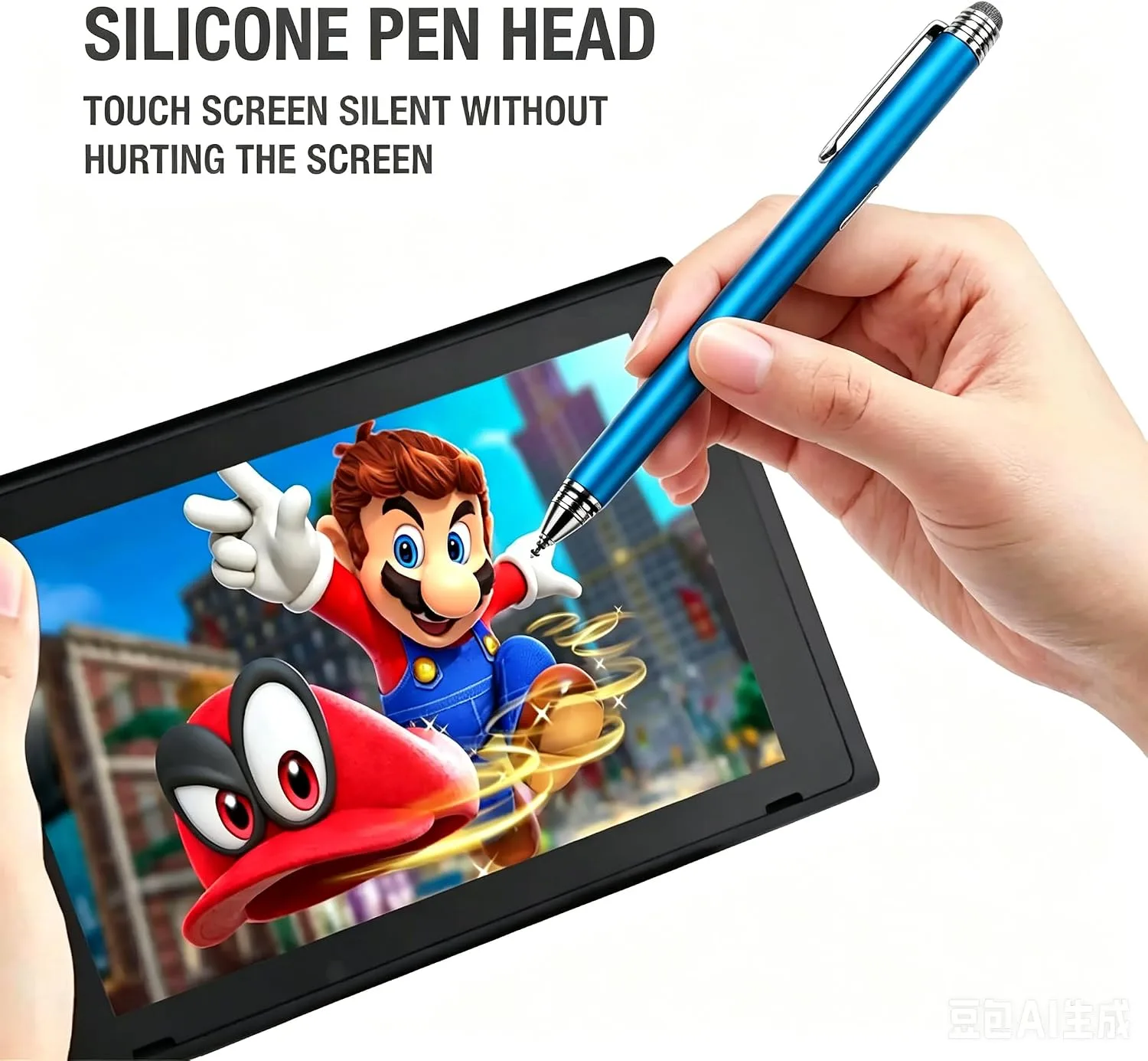2-in-1 Stylus Pen for Nintendo Switch1/2/Lite/OLED, with Lanyard (Red)