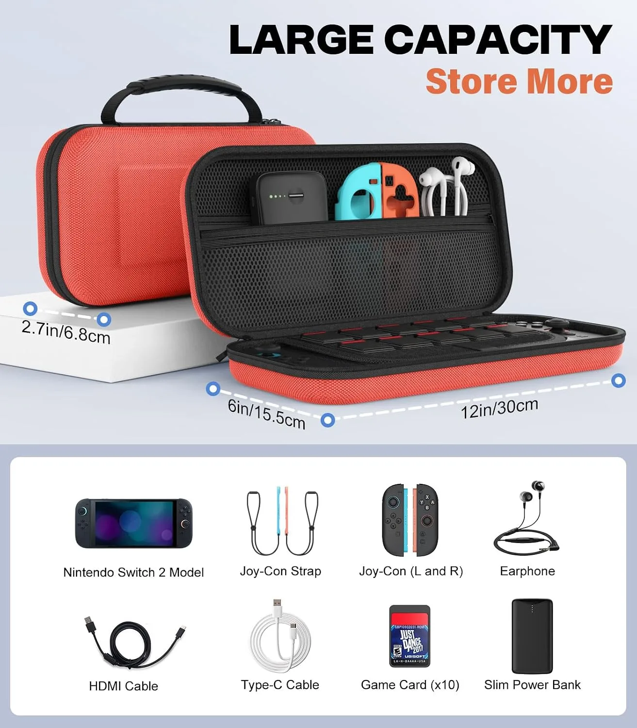 MoKo Carrying Case for Nintendo Switch 2 2025 Holds 10 Cartridges w/Pockets