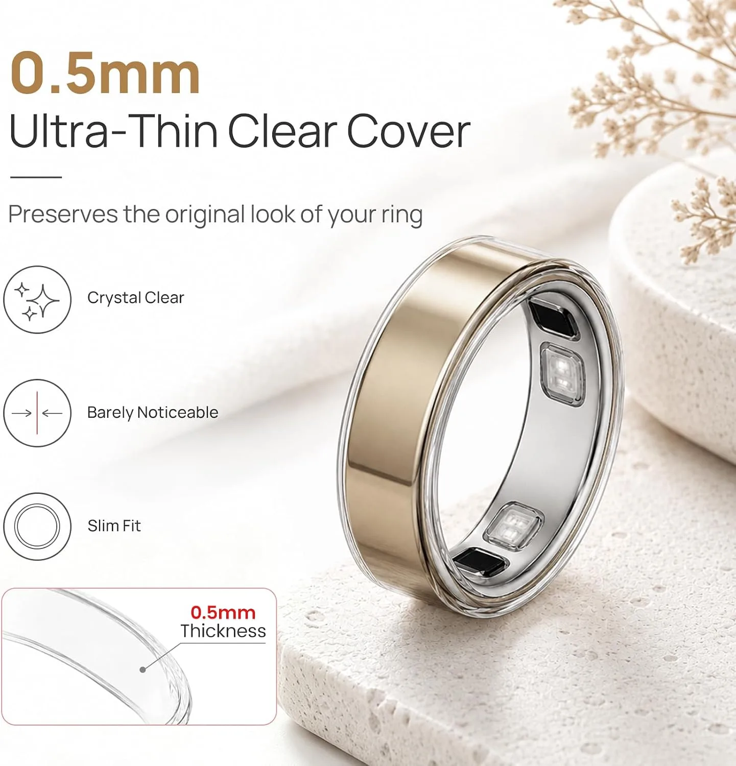 3 Pack Clear Ring Cover Compatible with Oura Ring 5