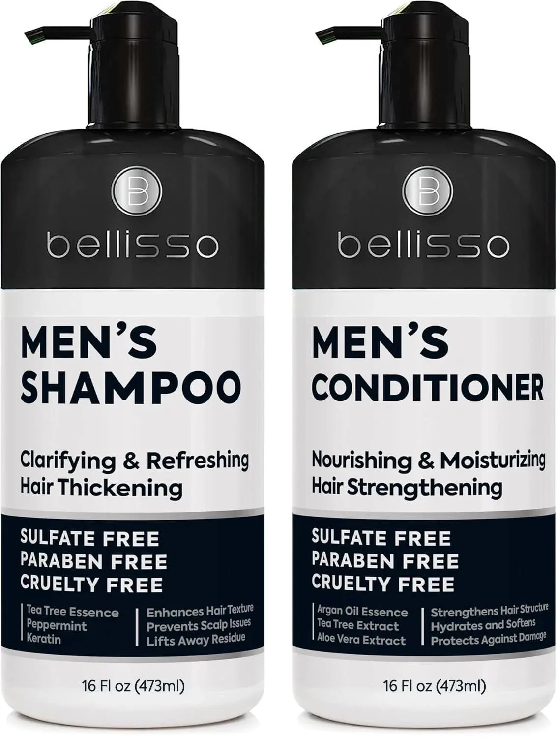 Set de Shampoo y Acondicionador para Hombre Bellisso sin Sulfatos