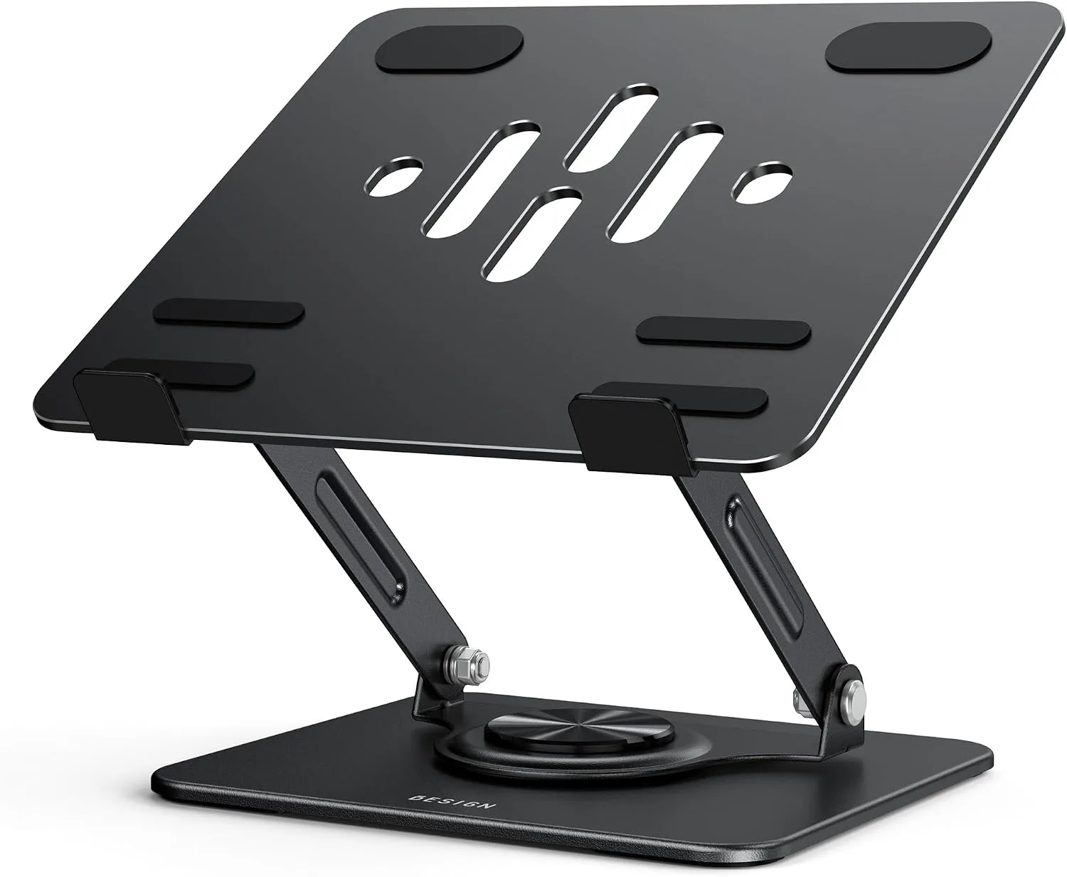 BESIGN Laptop Stand with 360° Rotating Base, Ergonomic Adjustable Notebook Riser, Foldable Computer Holder Compatible with 10-14" Laptops, LS11 Black