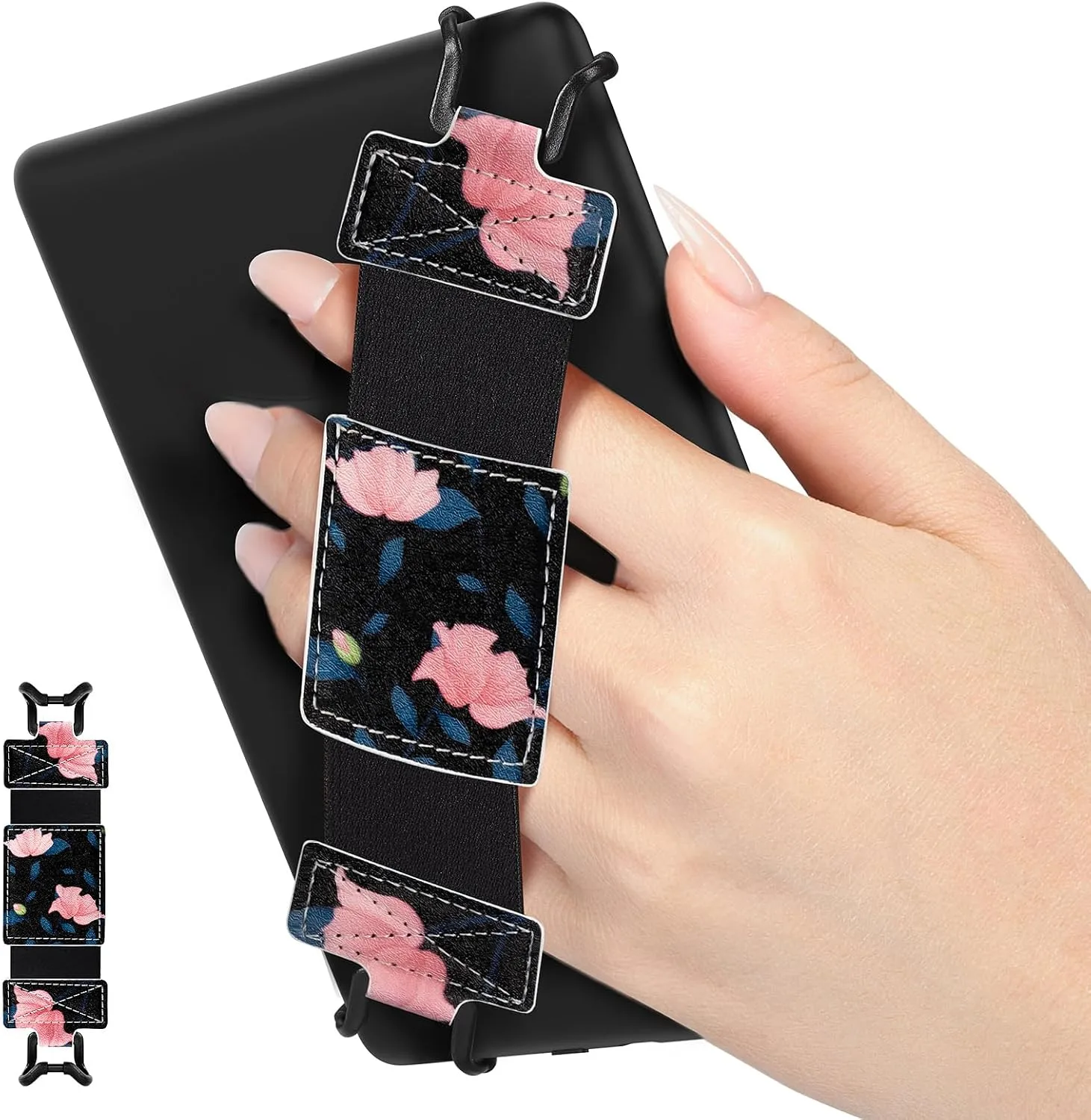 Soporte de mano MoKo para Kindle y Fire Tablet 6-8 pulgadas negro y rosa