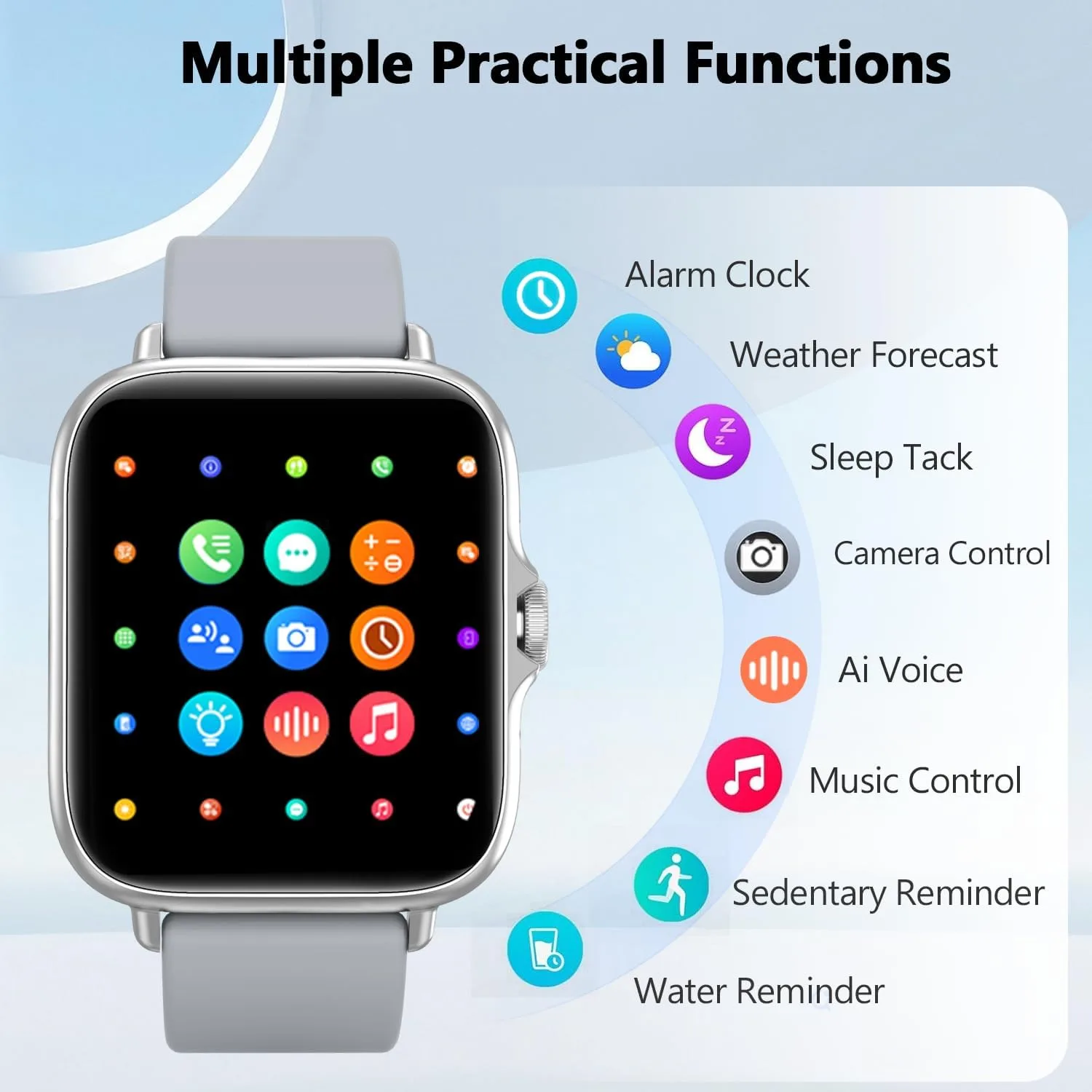 Smart Watch, 1.83" Upgraded Full Touchscreen Smartwatch for Android iPhones with Multiple Sports Fitness Tracker with Smart Watches for Women Men (Silver)