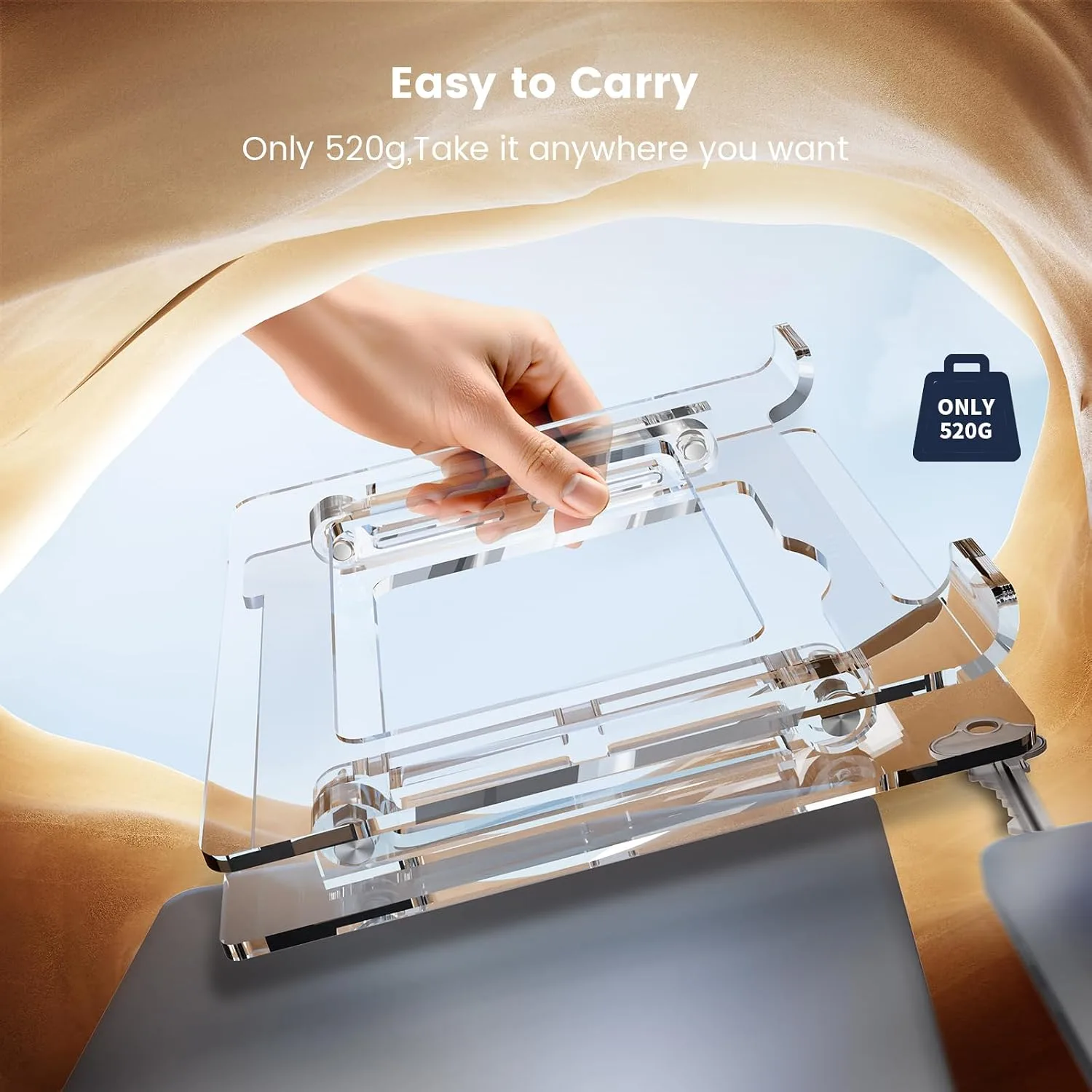 Laptop Stand for Desk, Portable Acrylic Laptop Riser, Ergonomic Adjustable Computer Stand Holder for Notebook MacBook Air Pro, Dell XPS, HP (10-17.3'')