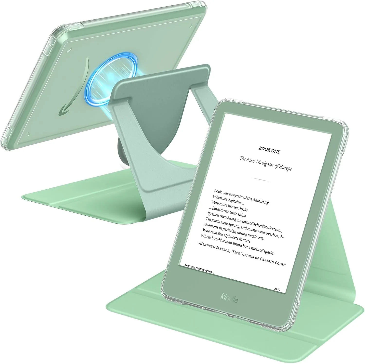 MoKo 360°Rotating Case for 6" Kindle 11th Generation 2024/2022, Matcha