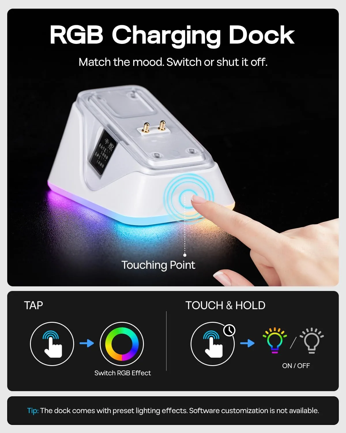 EPOMAKER NEX Lite Wireless Gaming Mouse w/Screens & RGB Charging Dock