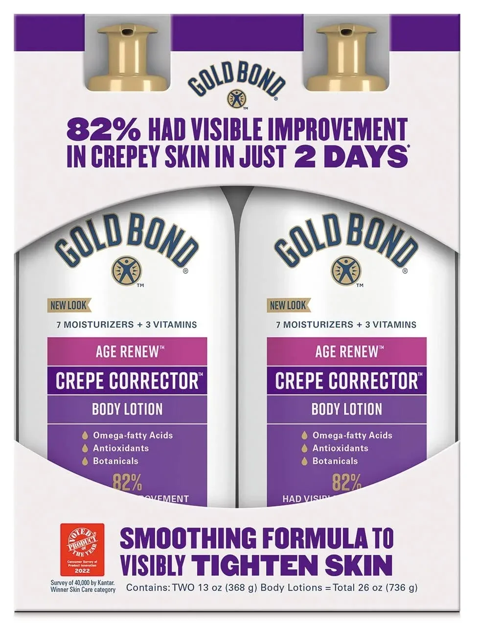 Loción corporal Gold Bond Age Renew Crepe Corrector 2 botellas de 13 oz