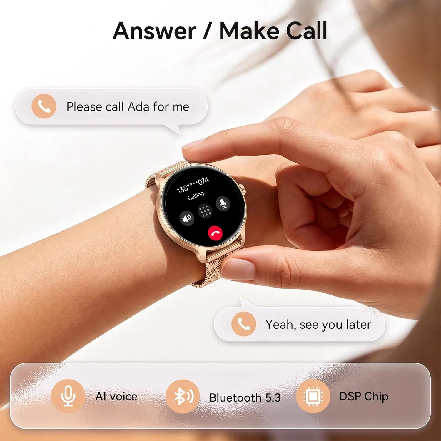Gydom Smart Watch for Women Men, 40mm Fitness Tracker, Answer & Make Call