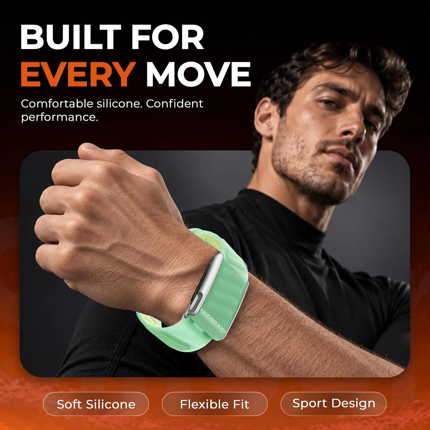 DADO Silicone Sport Replacement Band Compatible with WHOOP 5.0, One, Peak, and Life Fitness Tracker – Breathable, Durable & Comfortable | Not for Whoop Gen 4