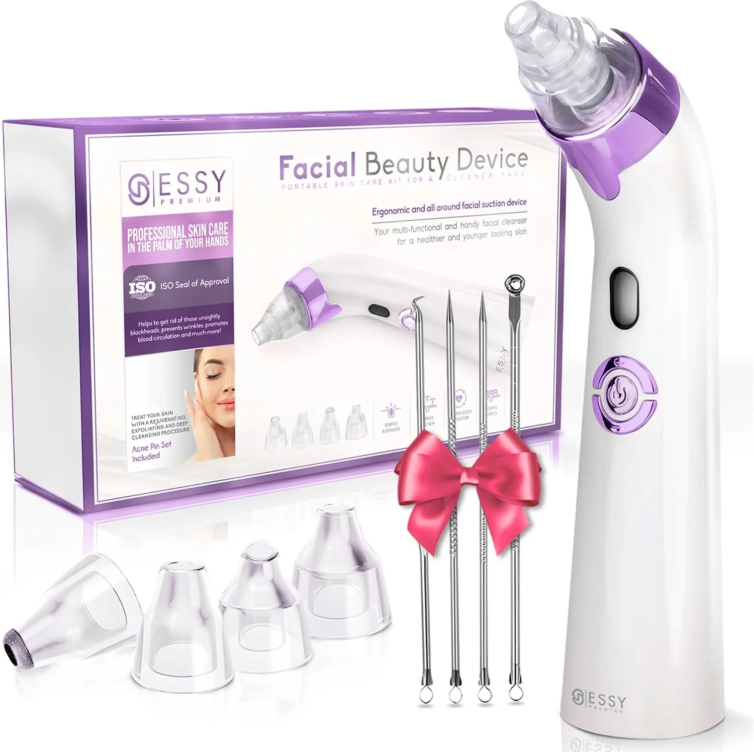 Essy Blackhead Remover Facial Cleanser Machine for Pimple Suction (Purple)