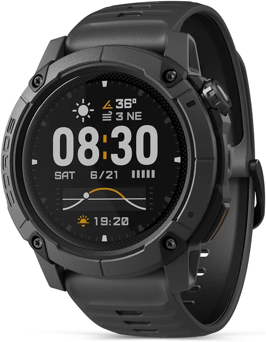 COROS Nomad Outdoor GPS Smartwatch, 1.3" MIP Touchscreen, Global maps with Turn-by-Turn Navigation, 22 Days Battery Life, Microphone Records Voice Notes, Real-time Weather, and Safety alerts (Black)