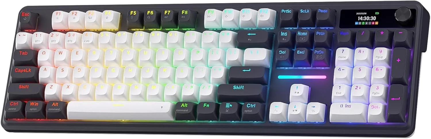 Teclado Gamer Redragon K762 PRO Wireless 104 teclas con pantalla y perilla