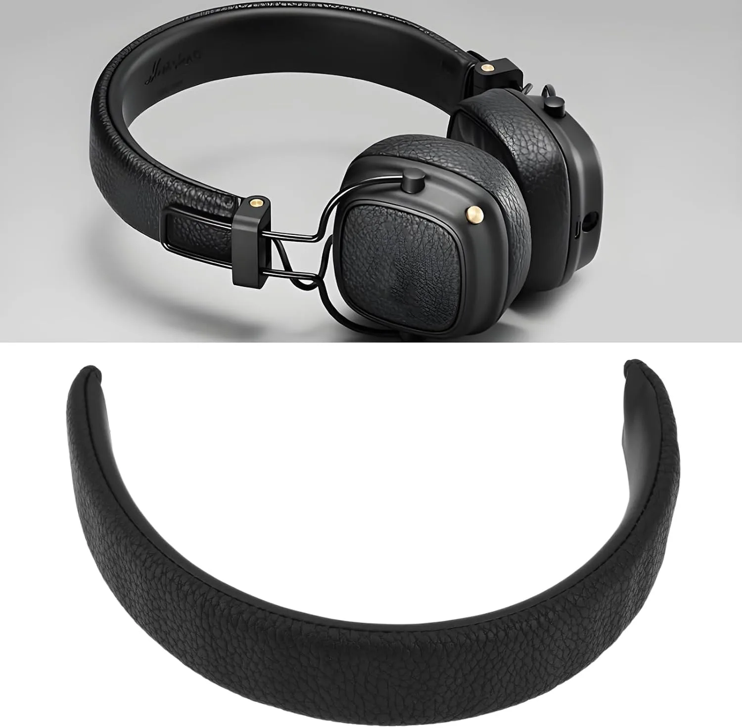 1pcs Headphones Headband Cushion Replacement Part Protein Leather Replacement Headband Compatible with Marshall Major 3 Headphones Black