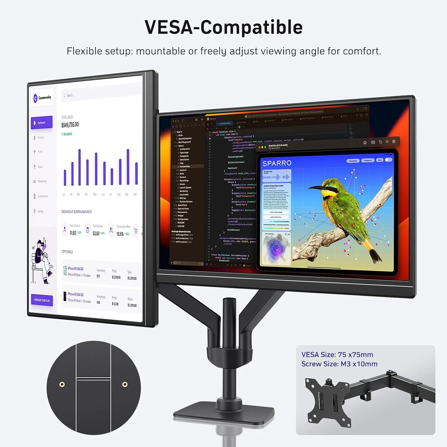 Anyuse 18.5" 100Hz FHD IPS USB-C HDMI Portable Monitor