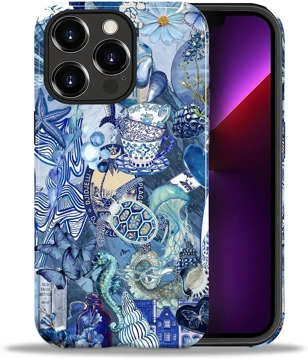 Funda para iPhone 13 Pro Max Daizag doble capa azul con diseño marino
