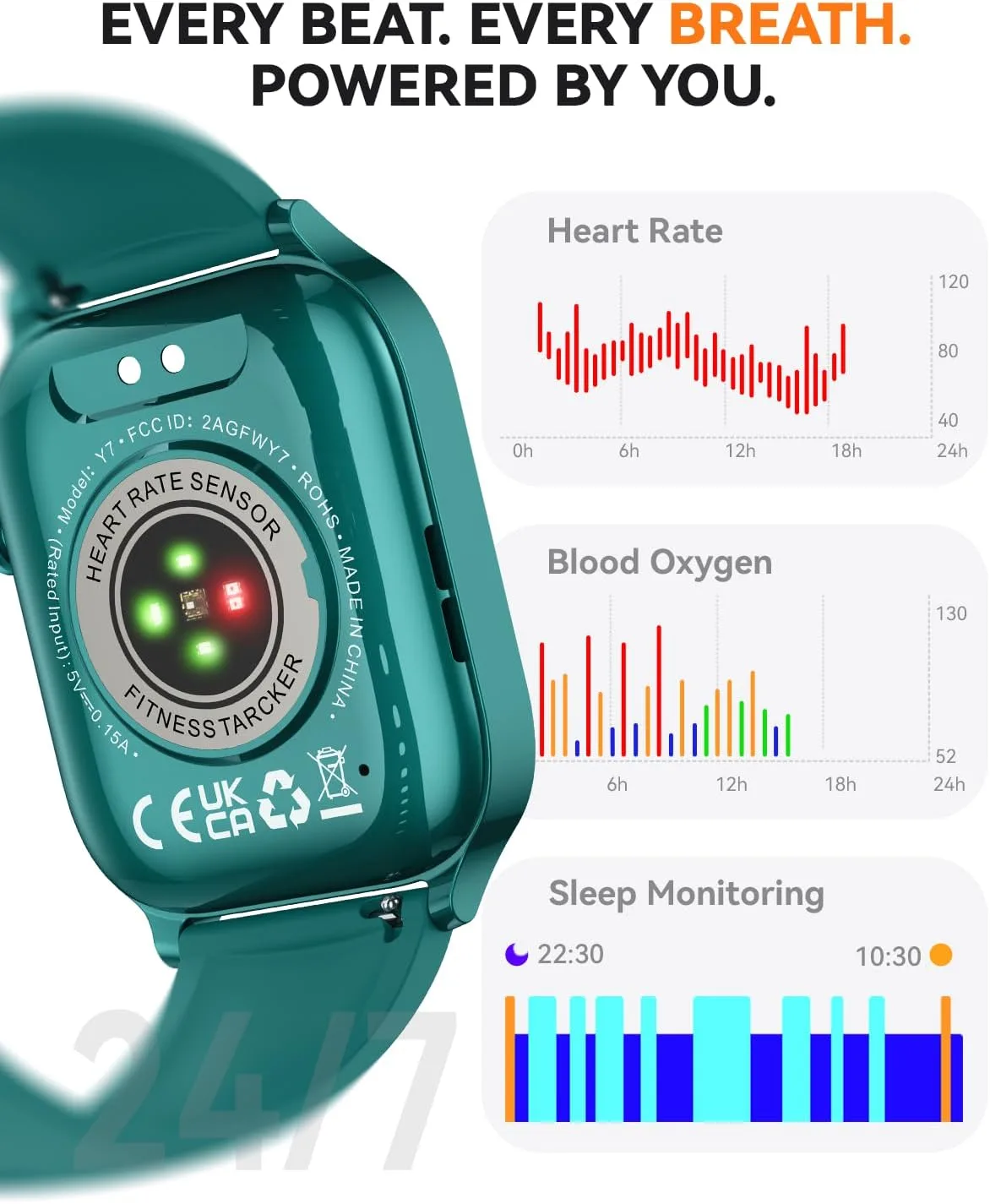 Smart Watch for Women Men- Answer/Make Call, Fitness Step Tracker Watch with Sleep Monitor/Activity Counter/110+ Sport Mode, Smartwatch for Andriod iPhone iOS Compatible (Modern, Teal, 1.83)