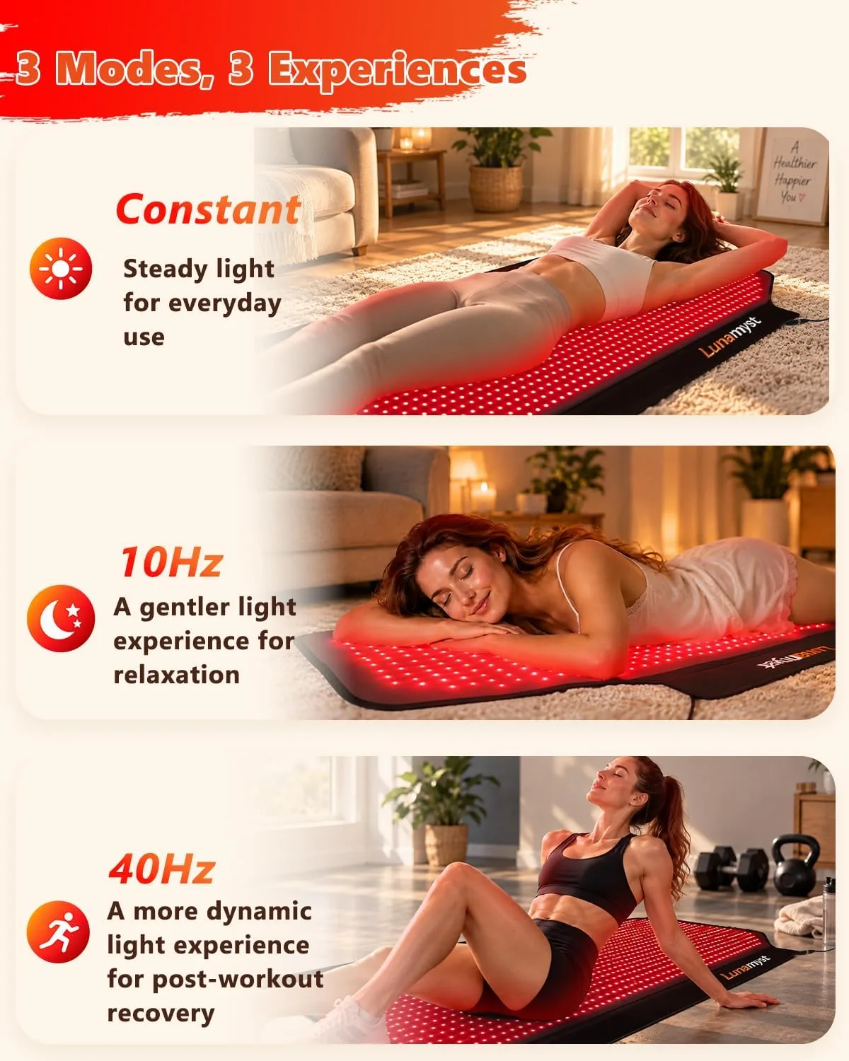 Red Light Therapy Mat Full Body 72" x 33", 1436 LEDs, 660/850nm