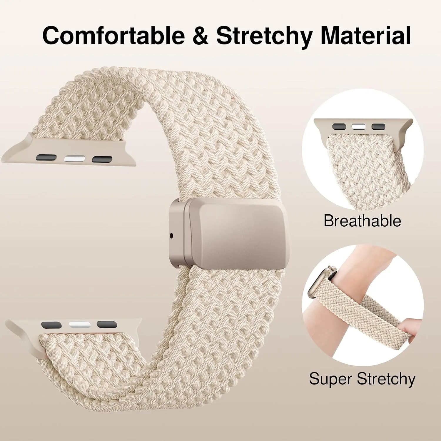 Braided Stretchy Magnetic Sport Band for Apple Watch Bands for Women Men