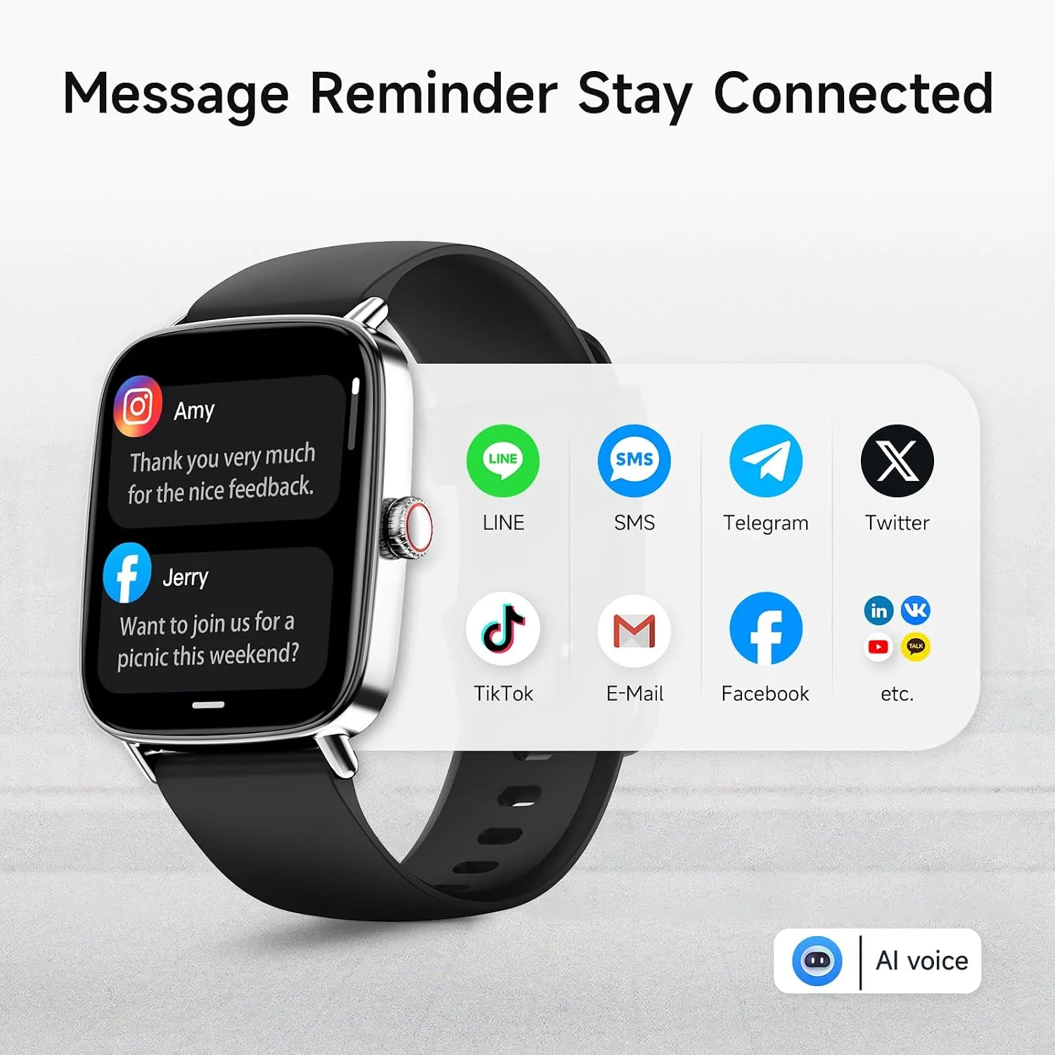 Smart Watch for Men Women, 1.85" HD Smartwatch (Answer/Make Calls), 2 Bands