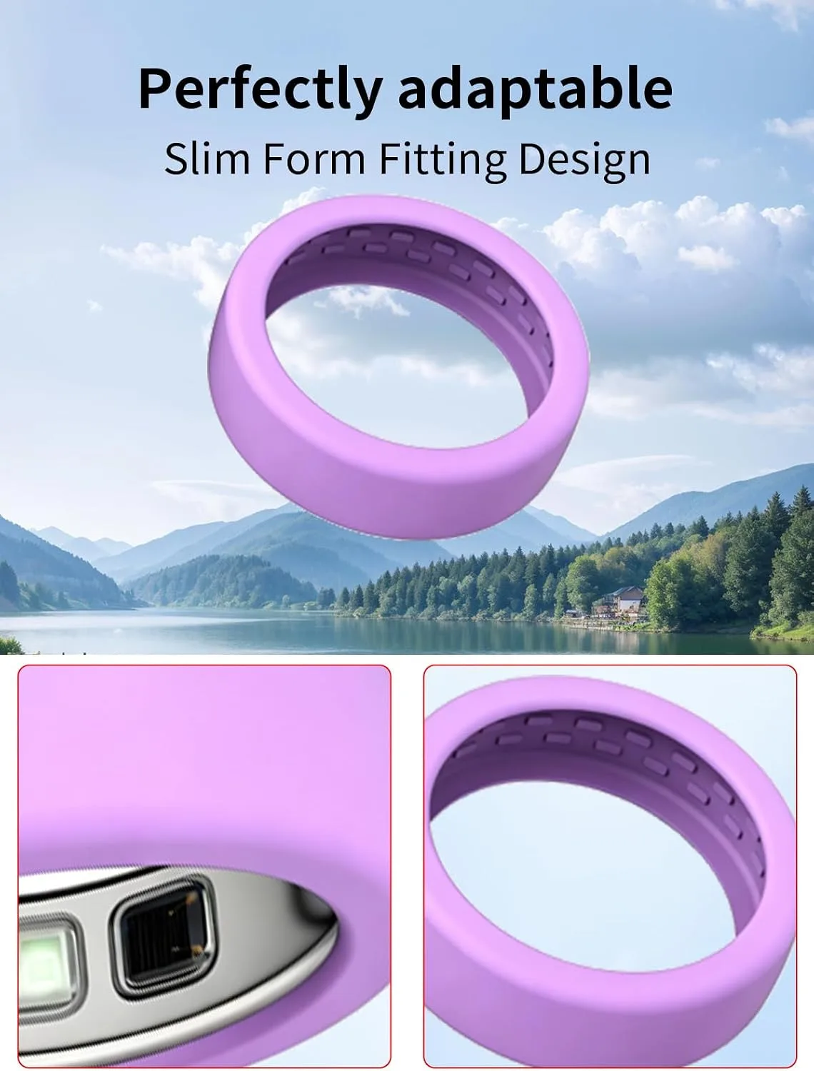 for OURA Ring5 Silicone Ring Protector Case.(Size:6~9)-Black+Purple