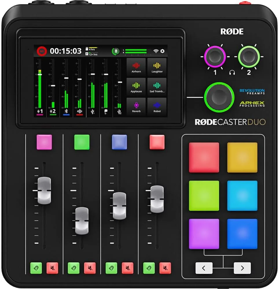 RODECaster Duo Integrated Audio Production Studio with 20' XLR Cable and 64GB Micro-SD Card (3 Items)