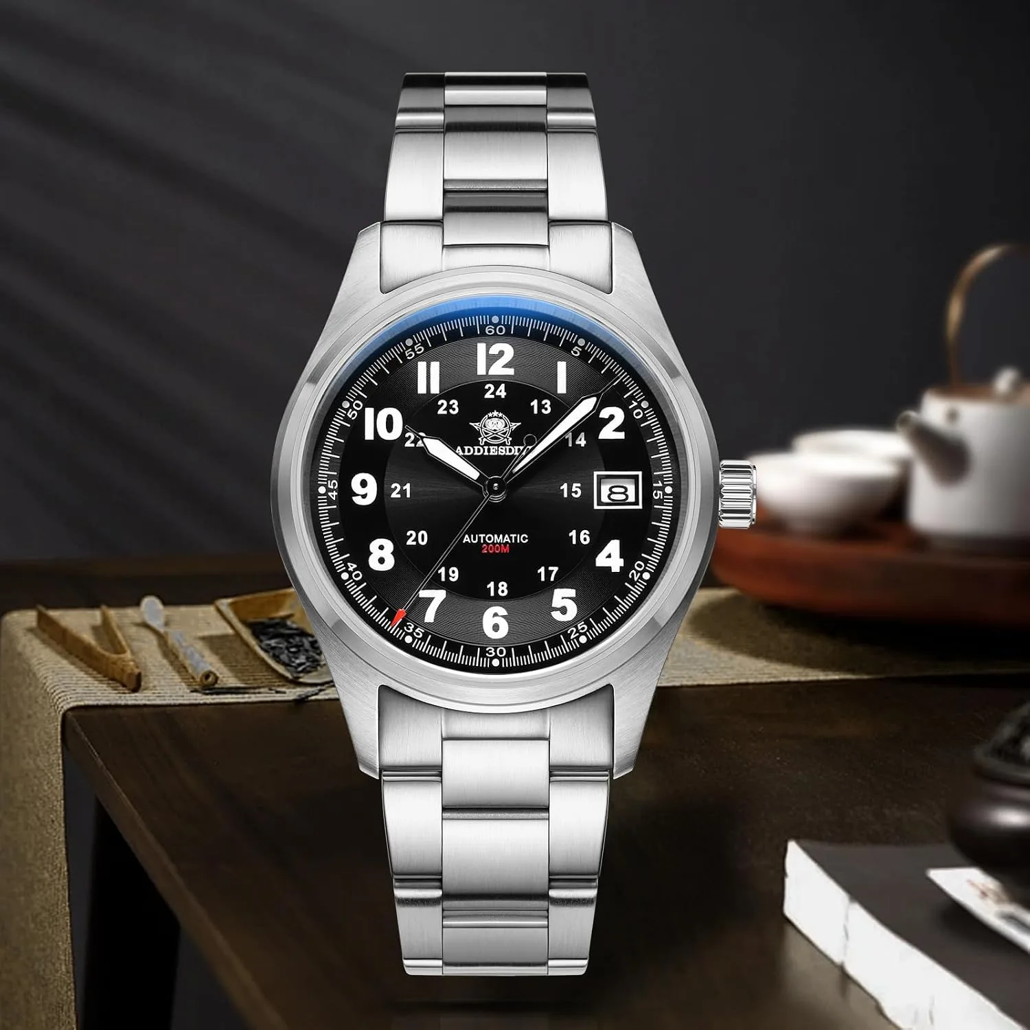 ADDIESDIVE Automatic Watches for Men Stainless Steel Diver 200 M Luminescent Analog Business Casual Dress Watch Men
