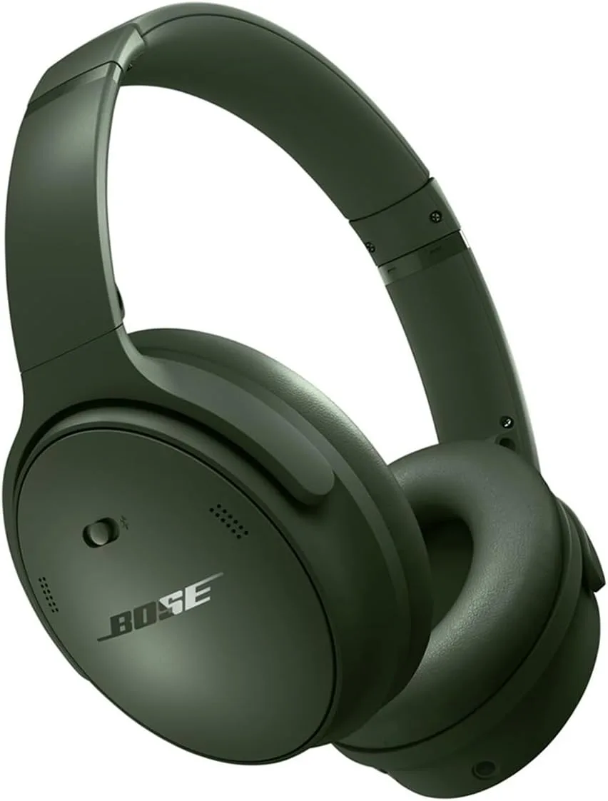 Bose QuietComfort Headphones - Wireless Bluetooth Headphones, Active Over Ear Noise Cancelling and Mic, Deep Bass Bundle + Desktop Headphone Stand + Green Extreme Dual Wall Charger (Cypress Green)
