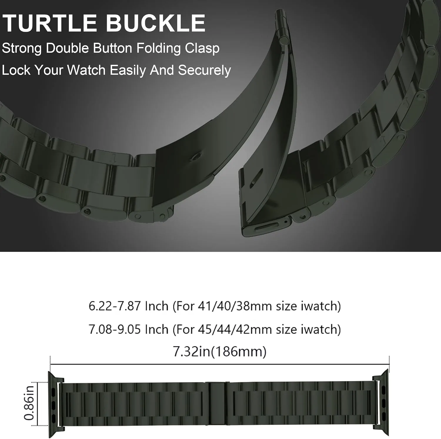 EPULY Stainless Steel Apple Watch Band, 42mm-49mm Compatible, Adjustable Length, Easy Installation, Luxury Design