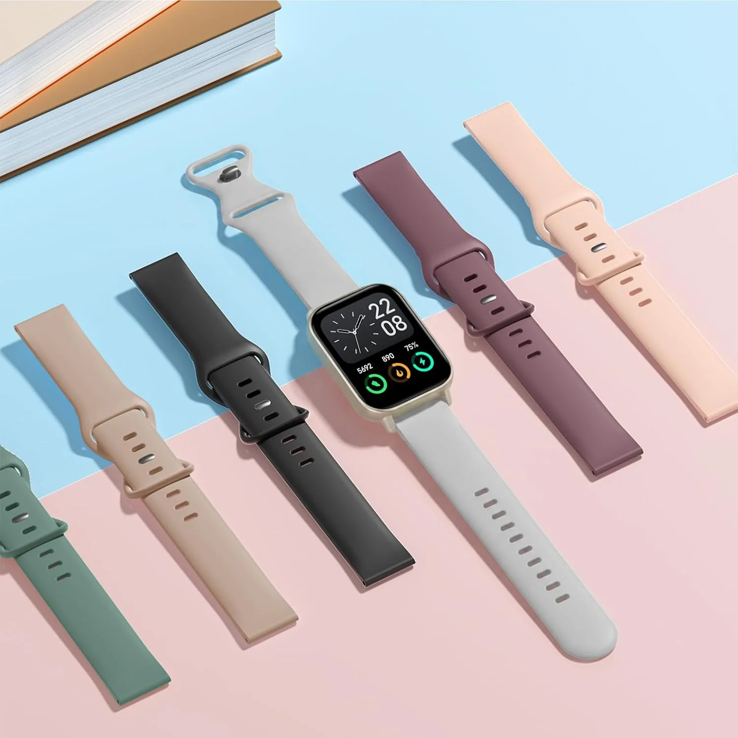 Compatible with Veryfit Smart Watch Bands IDW13 IDW16 IDW19 IDW26 IDW28, 6-Pack 22mm Quick Release Soft Silicone Sport Straps Replacement Wristband