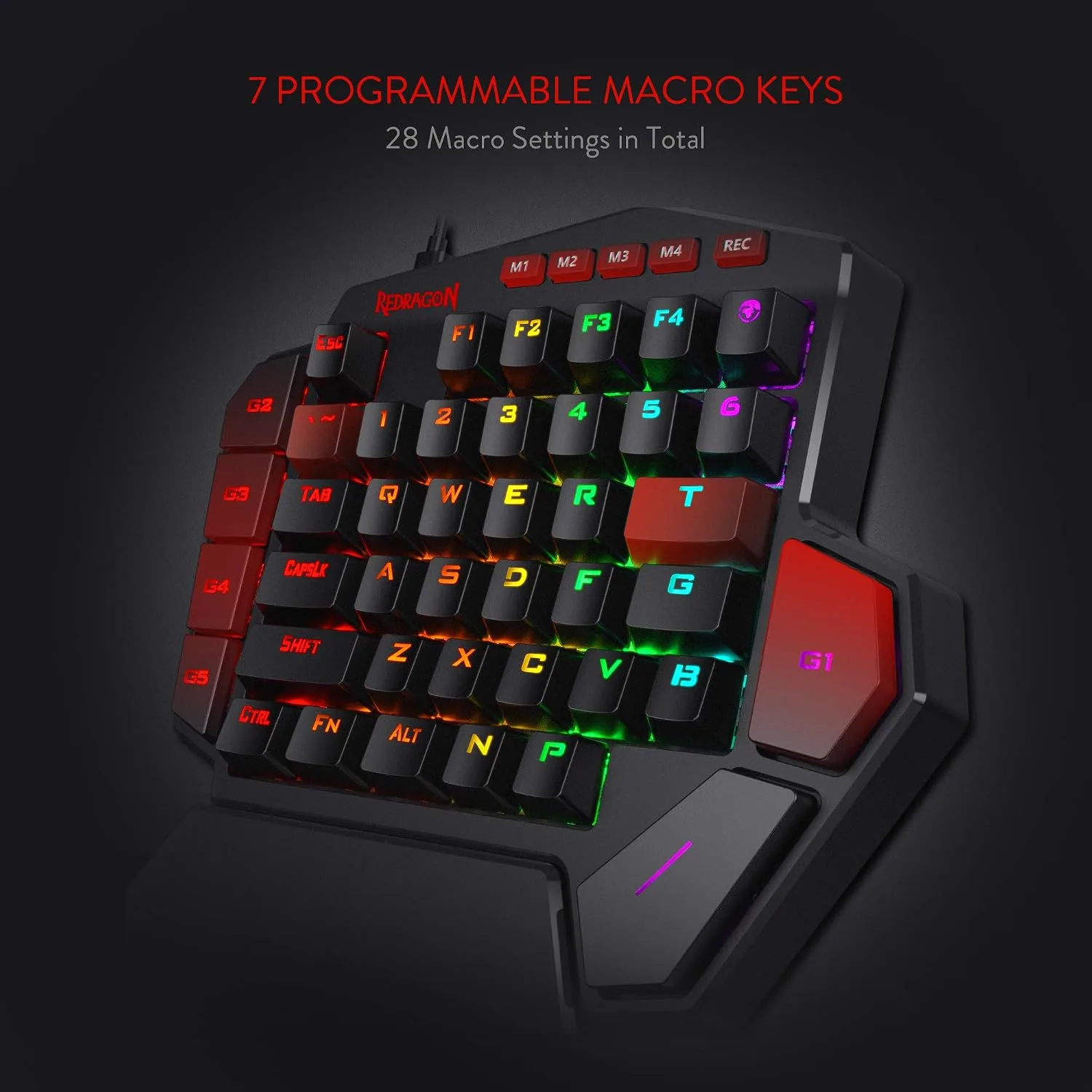 Redragon K585 Wired One-Handed RGB Gaming Keypad, Tactical 42-Key Layout