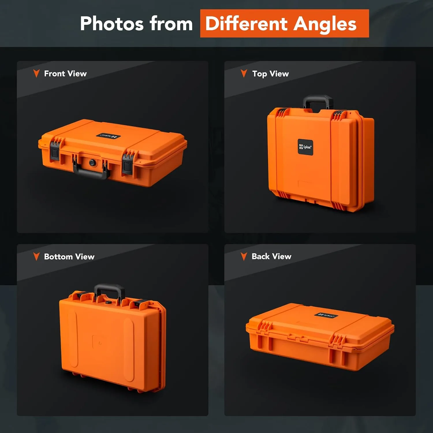 Lykus HC-4410 Waterproof Hard Case with Foam, Inner Size 15.75x10.24x3.94in