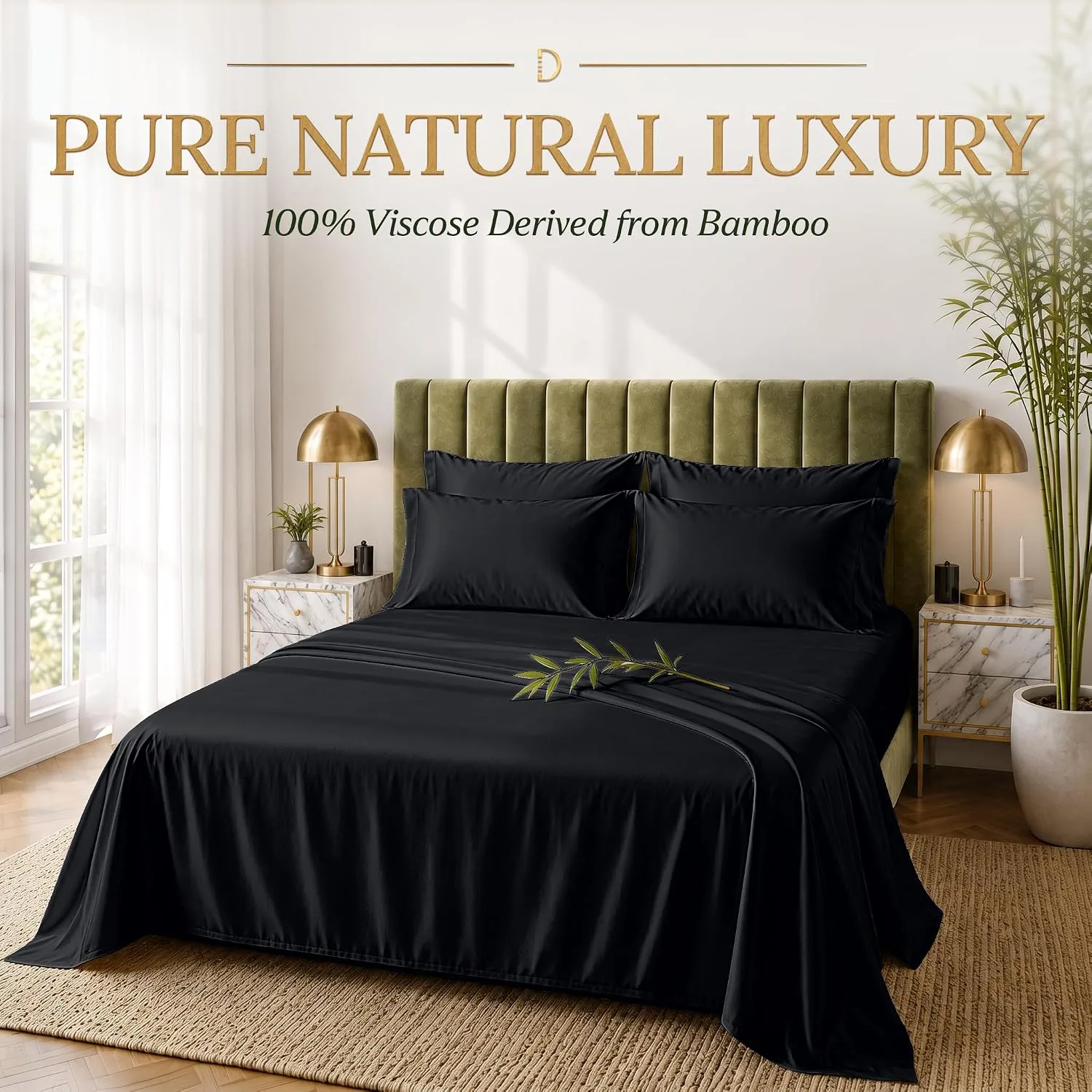 DECOLURE 100% Viscose from Bamboo Sheets King Size | 6 Pc Cooling Bed Set