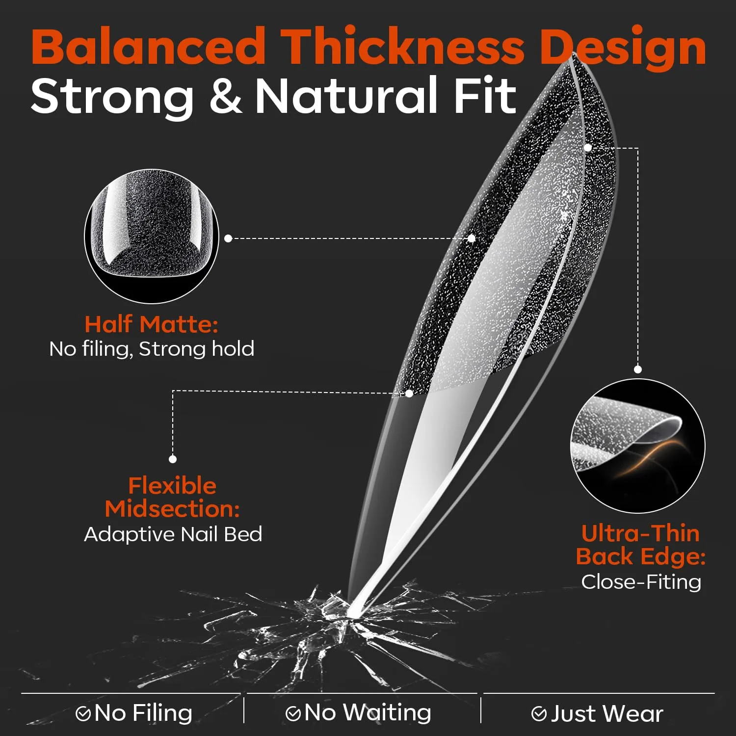 Modelones Short Round Almond Nail Tips 360pcs Clear Fake Oval Press On Nail