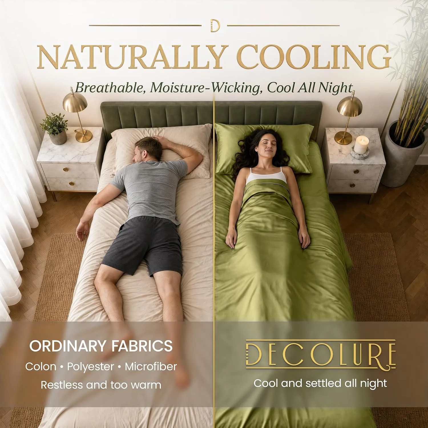 DECOLURE 100% Viscose from Bamboo Sheets King Size | 6 Pc Cooling Bed Set