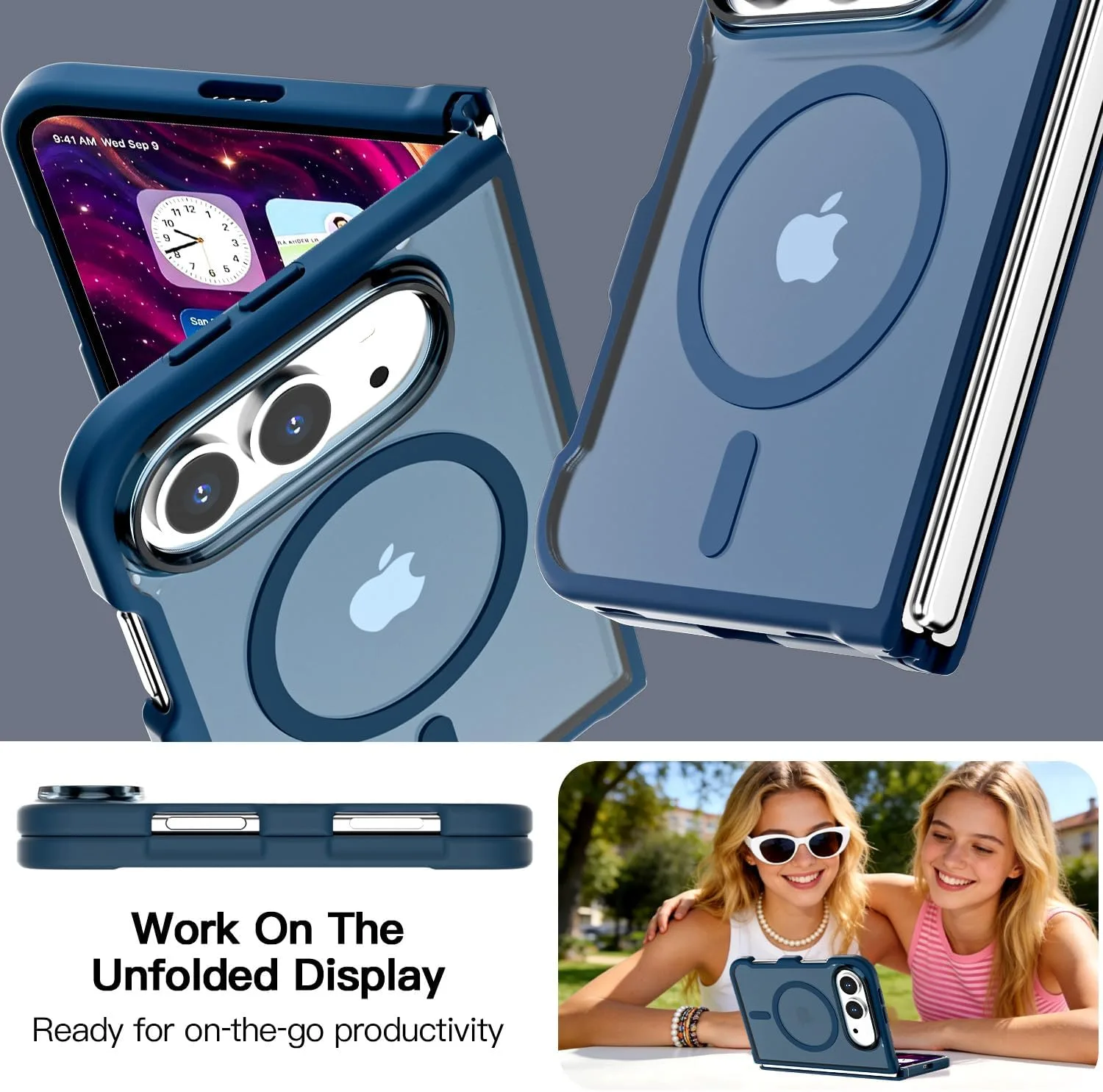 AICase for iPhone Duo Case,Fold Matte Translucent Fit for Magsafe