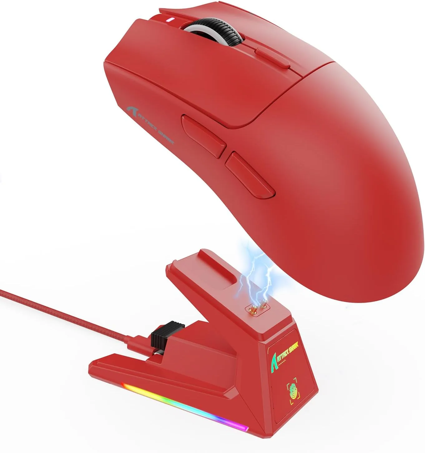 Mouse Gamer Attack Shark X1 Ultralight Tri Mode Wireless 40000 DPI Rojo
