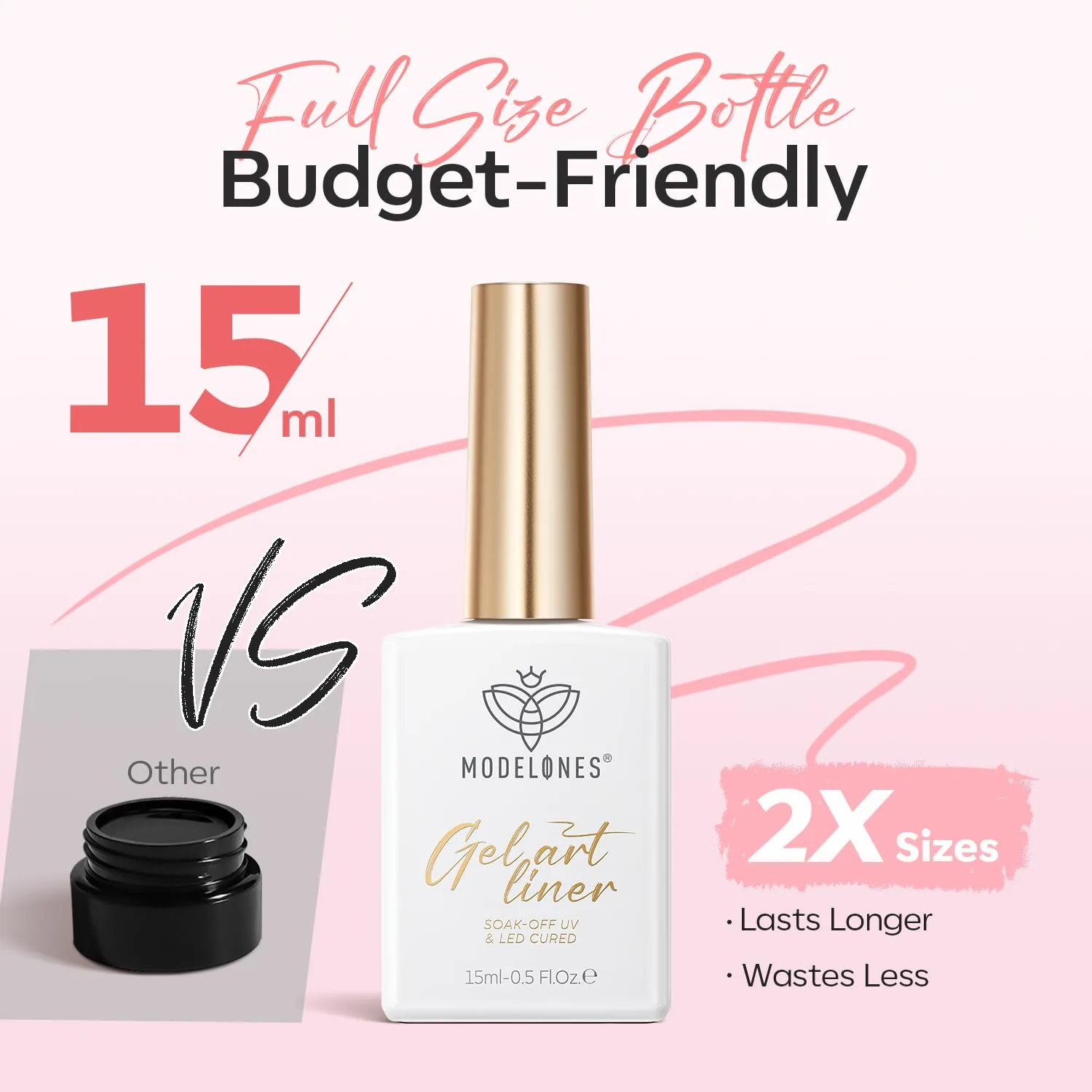 modelones Pink French Tip Liner Gel Polish 15ml Built-in Fine Brush