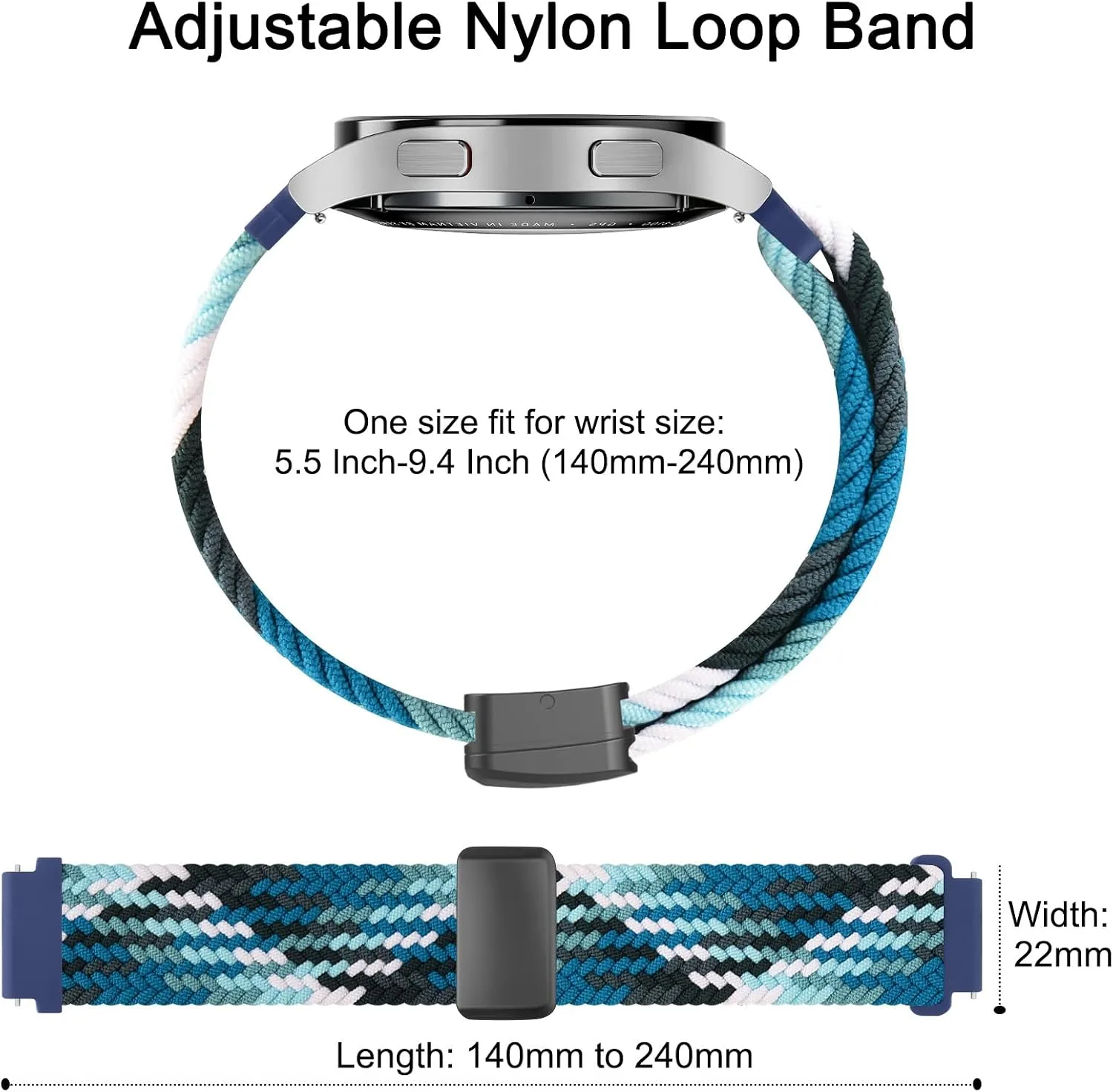 Amzpas Magnetic Braided Strap for COROS PACE 4 / PACE 3 / Pro/APEX 2 Pro/APEX Pro/APEX 46mm, 22mm Soft Nylon Sport WristBand Compatible with ACoros Pace 4/3 Watch Women Men