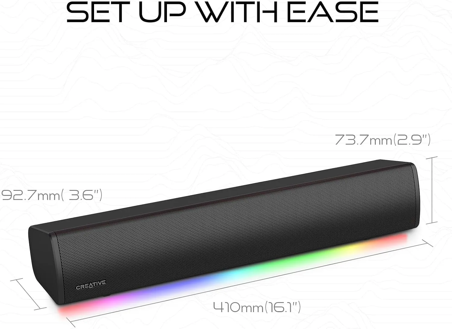 Creative Sound Blaster GS3 Compact RGB Gaming Soundbar, Superwide, White