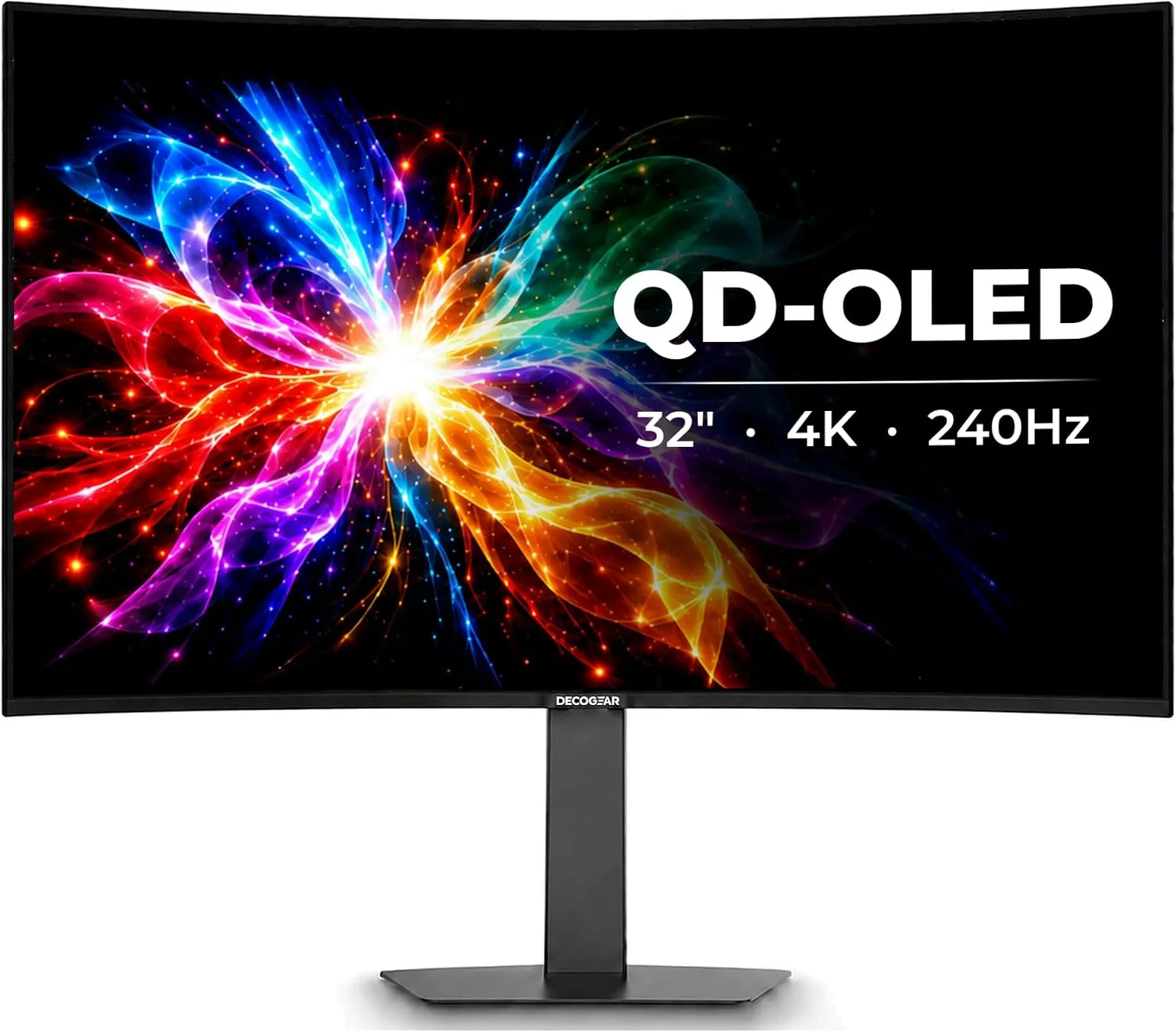 Deco Gear 32" 4K QD-OLED Curved Gaming Monitor, 240Hz, 0.03ms GTG, 2160p