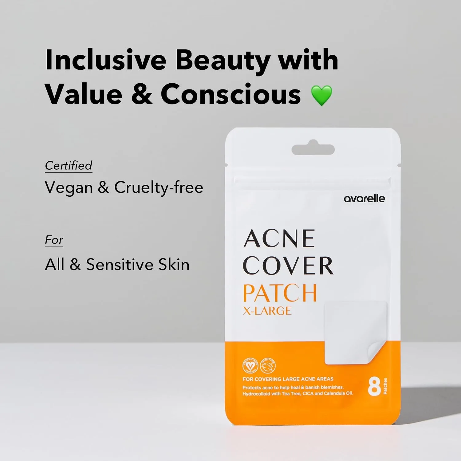 AVARELLE XL Large Hydrocolloid Acne Cover Patches for Face & Body 8 Count