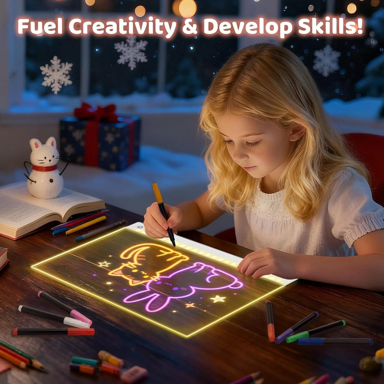 Rechargeable LED Drawing Board for Kids, 13.8 x 10in Drawing Tablet